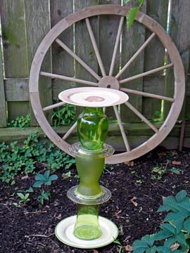 Finished birdbath green