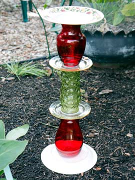 Finished birdbath red
