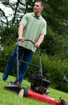 Man mowing the lawn