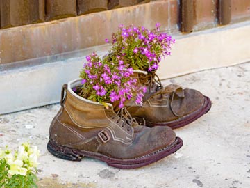 Upcycled boot planter