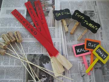 Plant markers from paint sticks