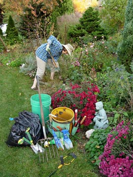 working in the garden