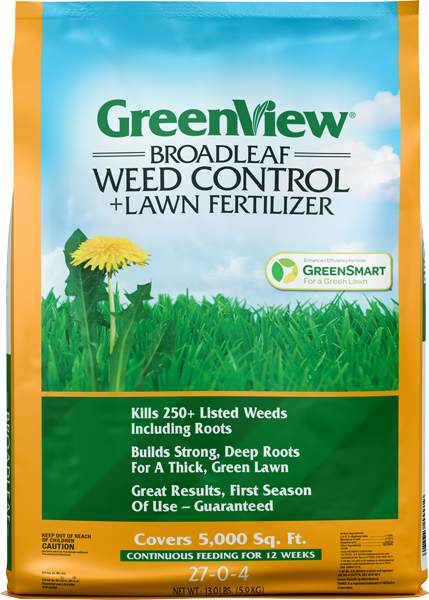 GreenView Broadleaf Weed Control + Lawn Fertilizer with GreenSmart